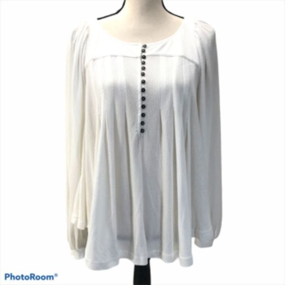 Free People Pleated Top with Balloon Sleeves - Picture 1 of 6